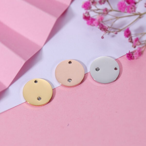 18K Gold Plated Stainless Steel Blank Stamping Custom Logo Pendant Round Charms - Image 6