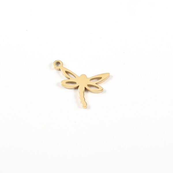 Mirror Polished Stainless Steel 18K Gold Plated Small Insect Dragonfly Pendant Charms - Image 5