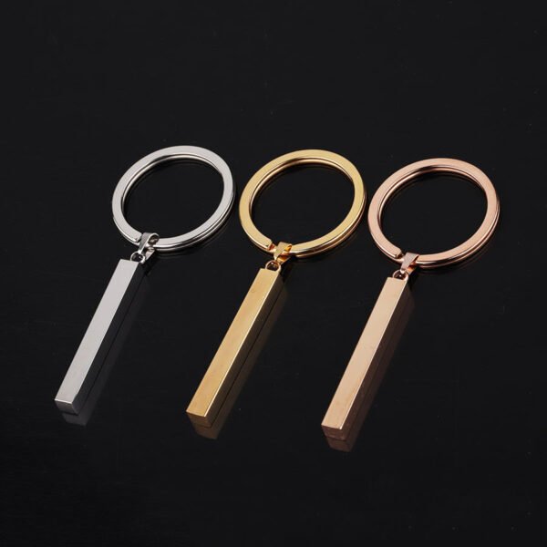 Factory Price Engraved Logo Custom Keychains Stainless Steel Metal Blank Bar Pendant Keychain