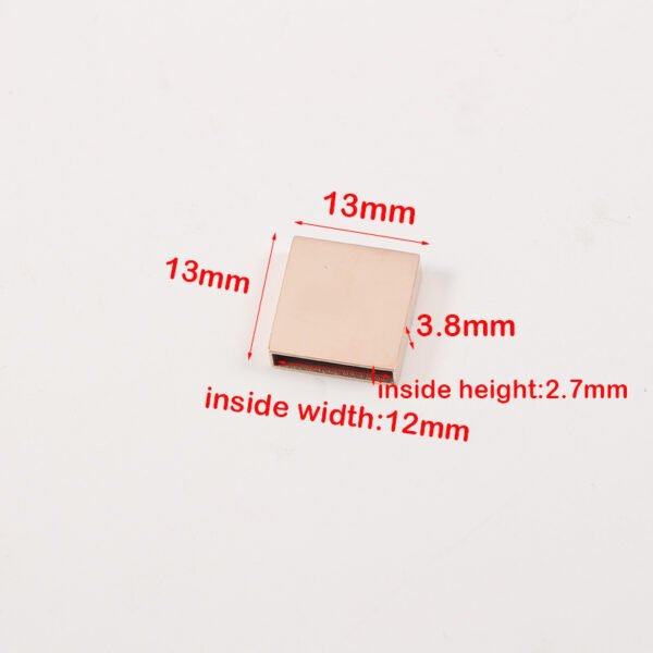 Mirror Polished Stainless Steel  Slide on Square Buckle Charm for Bracelet - Image 2