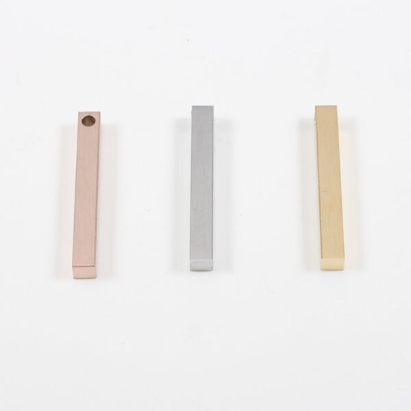 Stainless Steel Blank Stamp Customized Brushed Matte 3D Bar Pendant Charms