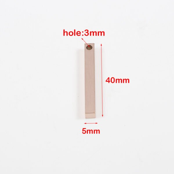 Stainless Steel Blank Stamp Customized Brushed Matte 3D Bar Pendant Charms - صورة 2
