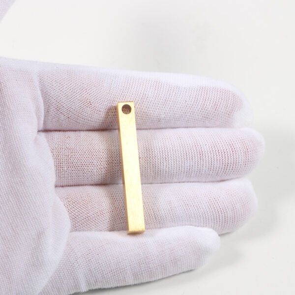 Stainless Steel Blank Stamp Customized Brushed Matte 3D Bar Pendant Charms - صورة 3