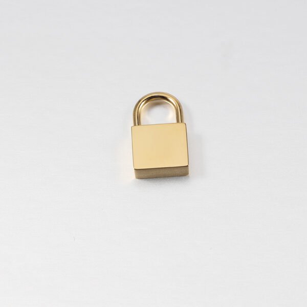 18K Gold Plated  Mirror Polished Stainless Steel  Blank Pendant Lock  3D Custom Logo Charms - Image 4