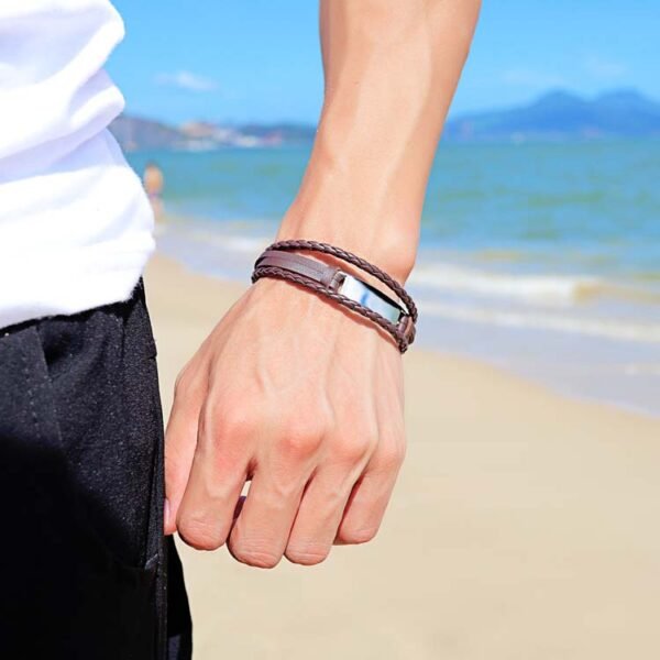 Best Selling Multilayer Woven Braided Personality Men's Leather Wrap Bracelet for Boy - Image 4