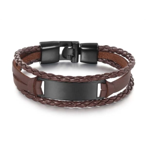 Best Selling Multilayer Woven Braided Personality Men's Leather Wrap Bracelet for Boy - Image 6