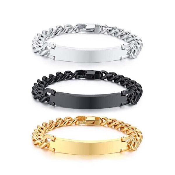 Blank Stamp Engraved Logo Stainless Steel Bracelets for Women Men