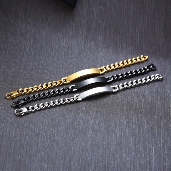 Blank Stamp Engraved Logo Stainless Steel Bracelets for Women Men - Image 4