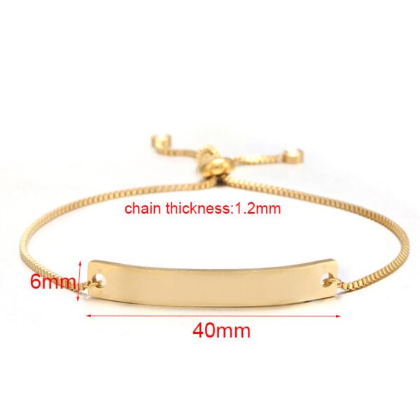 18K Gold Plated Stainless Steel Jewelry Blank Engraved Logo Name Bending Charm Bracelet - Image 2