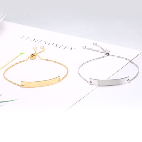 18K Gold Plated Stainless Steel Jewelry Blank Engraved Logo Name Bending Charm Bracelet - Image 3