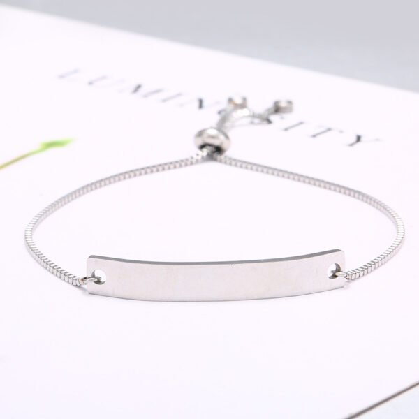 18K Gold Plated Stainless Steel Jewelry Blank Engraved Logo Name Bending Charm Bracelet - Image 4