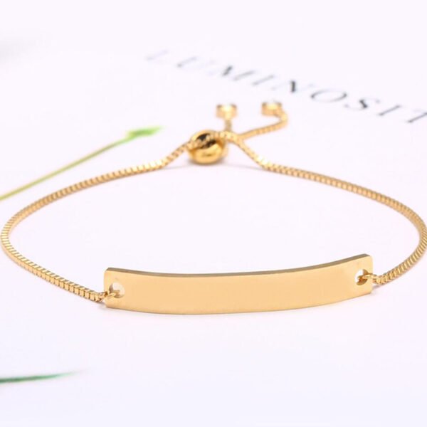18K Gold Plated Stainless Steel Jewelry Blank Engraved Logo Name Bending Charm Bracelet - Image 5