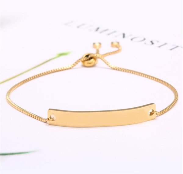 18K Gold Plated Stainless Steel Jewelry Blank Engraved Logo Name Bending Charm Bracelet - Image 6