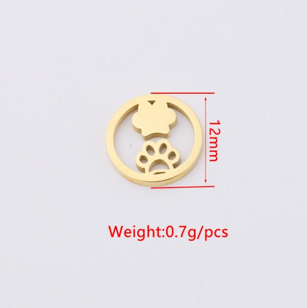 Mirror Polished Stainless Steel Round Hollow Heart Star Moon Key Weaved Charms for Bracelets - Image 3