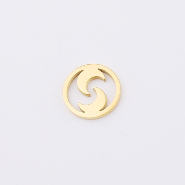 Mirror Polished Stainless Steel Round Hollow Heart Star Moon Key Weaved Charms for Bracelets - Image 5