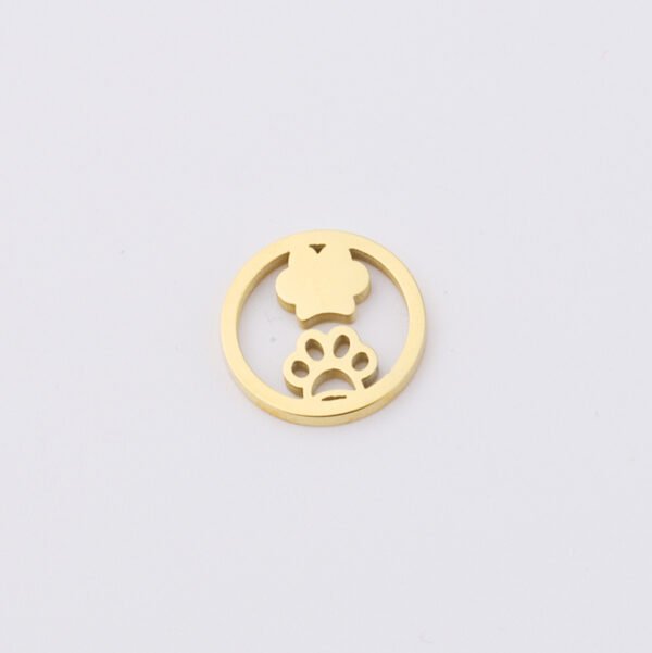 Mirror Polished Stainless Steel Round Hollow Heart Star Moon Key Weaved Charms for Bracelets - Image 6