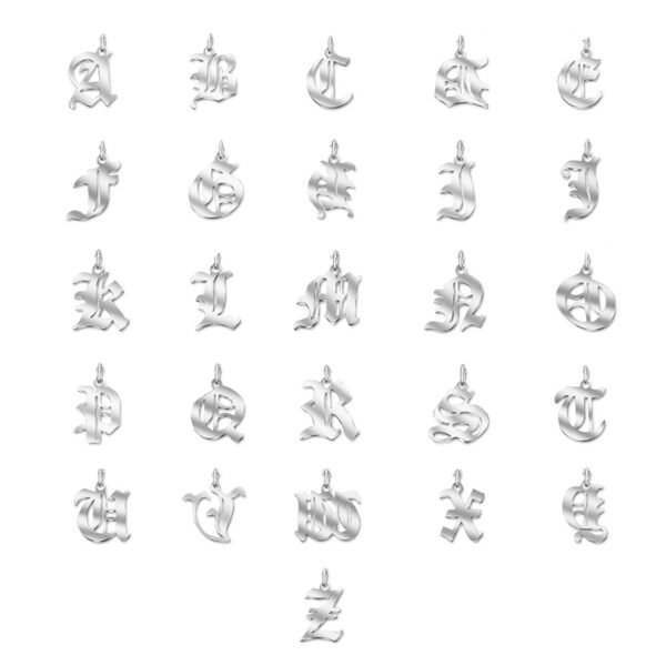 13x16mm Stainless Steel High Polished Gothic 26 English Letterly Pendant for DIY Jewelry - Image 2