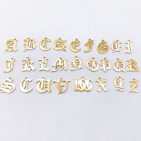 13x16mm Stainless Steel High Polished Gothic 26 English Letterly Pendant for DIY Jewelry - Image 6
