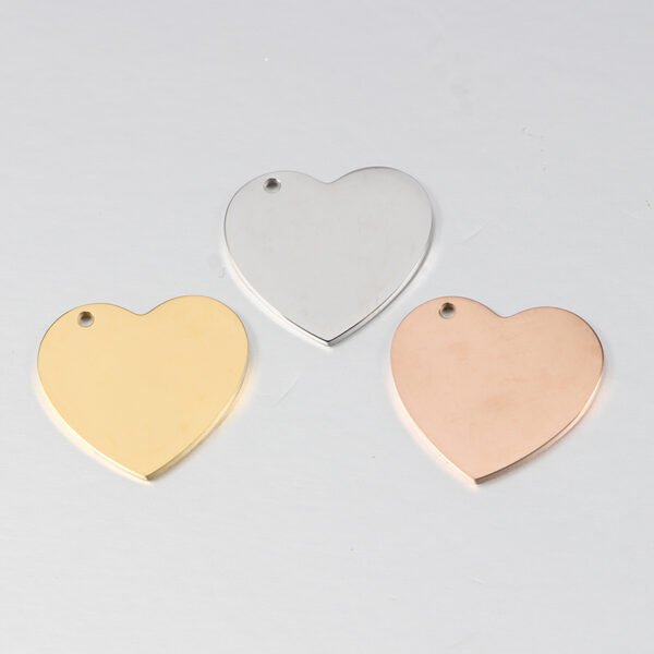 Mirror Polished Jewelry Accessories Stainless Steel Love Heart Stamping Blanks Tags DIY Charm Pendant