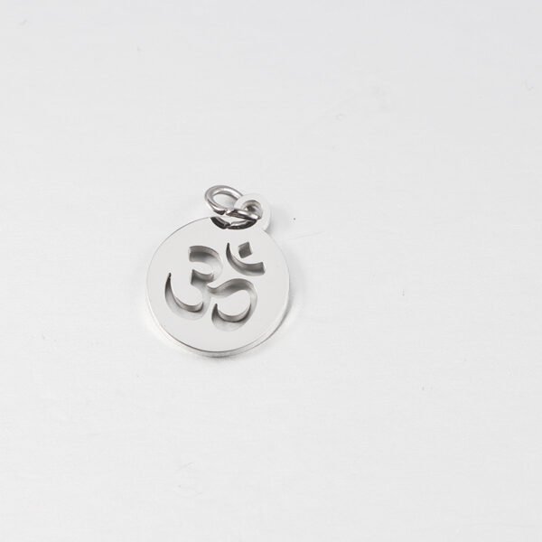 Mirror Polished Stainless Steel Religion Pendant Round Hollow OM Charms - Image 3