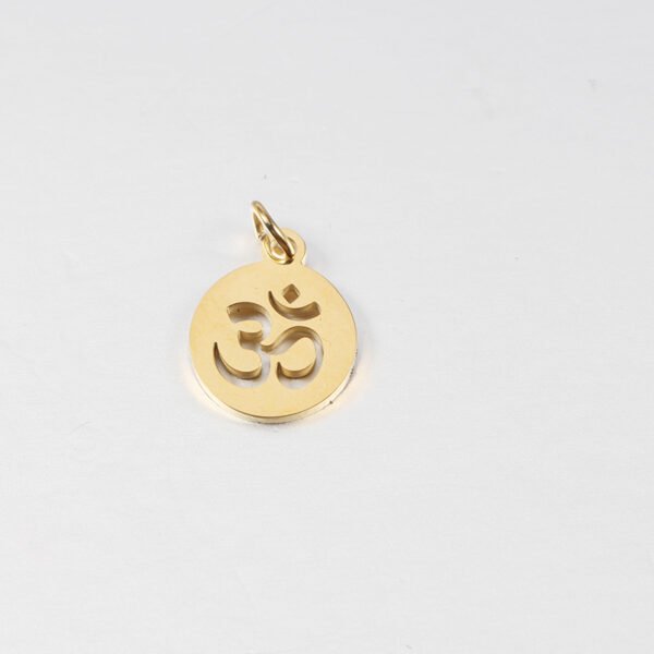 Mirror Polished Stainless Steel Religion Pendant Round Hollow OM Charms - Image 4