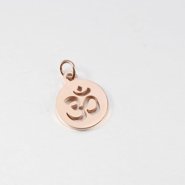 Mirror Polished Stainless Steel Religion Pendant Round Hollow OM Charms - Image 5