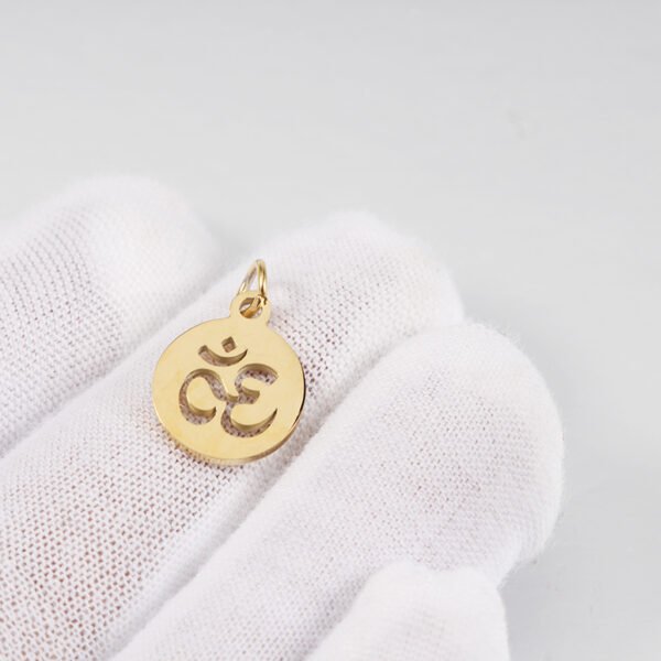 Mirror Polished Stainless Steel Religion Pendant Round Hollow OM Charms - Image 6