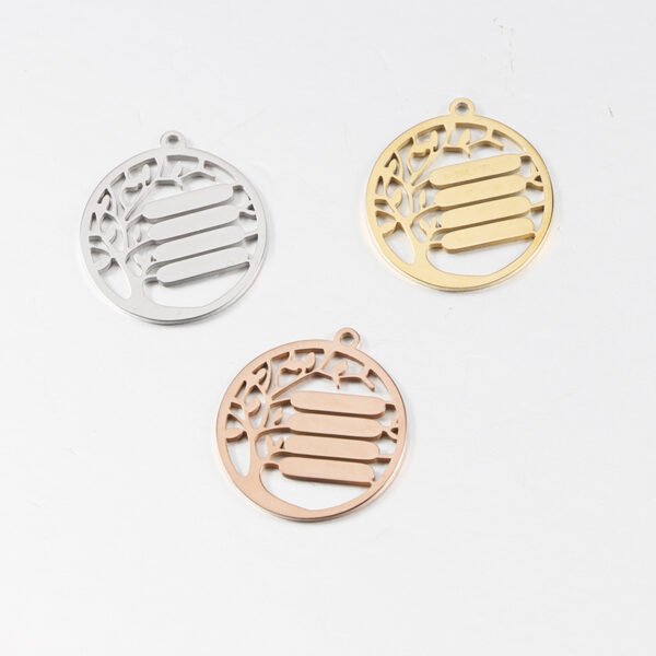 Stainless Steel Pendant DIY Mirror Polished New Custom Engravable Logo Tree Charms - Image 2