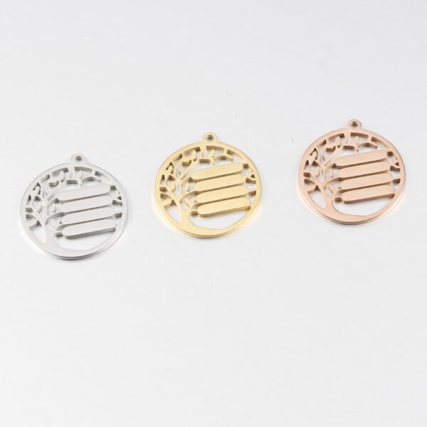 Stainless Steel Pendant DIY Mirror Polished New Custom Engravable Logo Tree Charms - Image 3