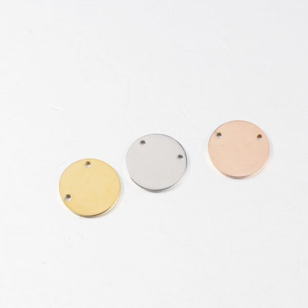Mirror Polished 13mm Stainless Steel DIY Jewelry 2 Holes Round Circle Charm