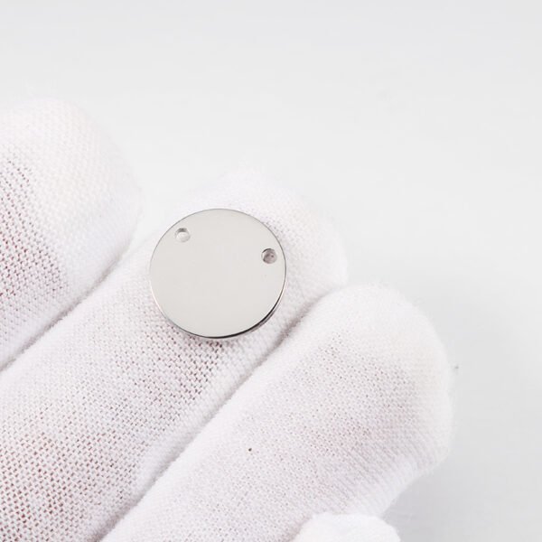 Mirror Polished 13mm Stainless Steel DIY Jewelry 2 Holes Round Circle Charm - Image 2