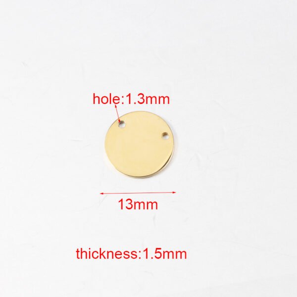 Mirror Polished 13mm Stainless Steel DIY Jewelry 2 Holes Round Circle Charm - Image 6