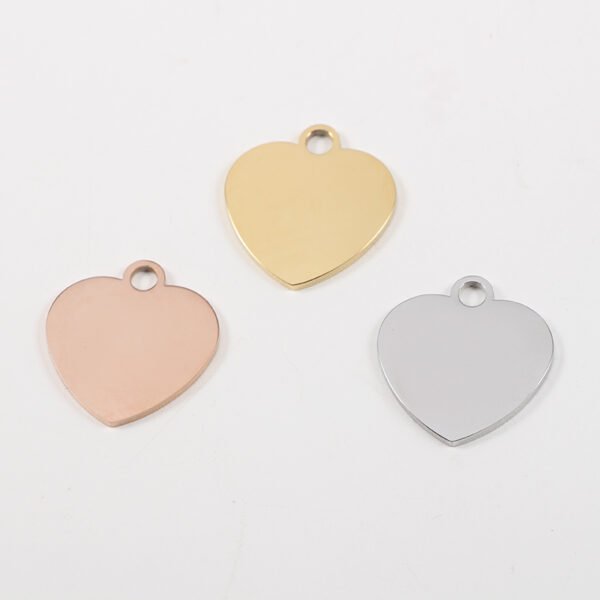 Mirror Polished Custom Logo Stainless Steel Blank Heart Pendant Charms for Necklaces