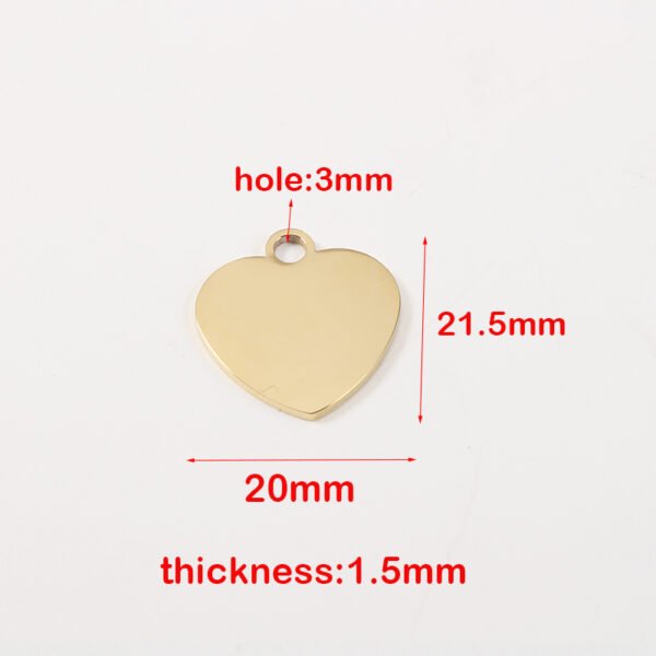 Mirror Polished Custom Logo Stainless Steel Blank Heart Pendant Charms for Necklaces - Image 2
