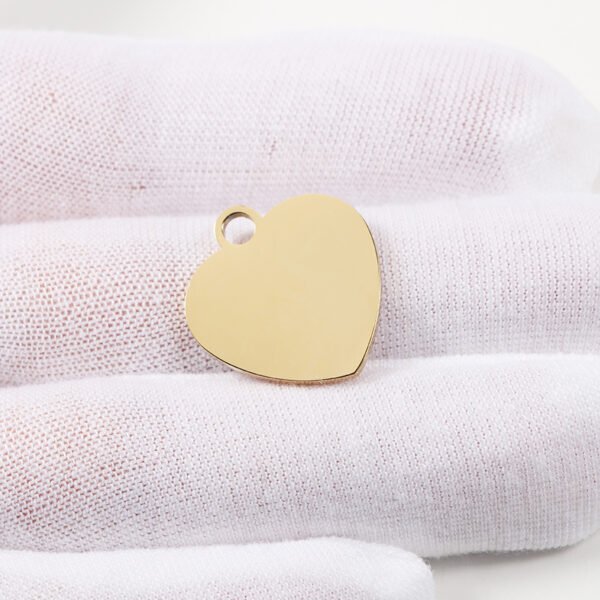Mirror Polished Custom Logo Stainless Steel Blank Heart Pendant Charms for Necklaces - Image 3