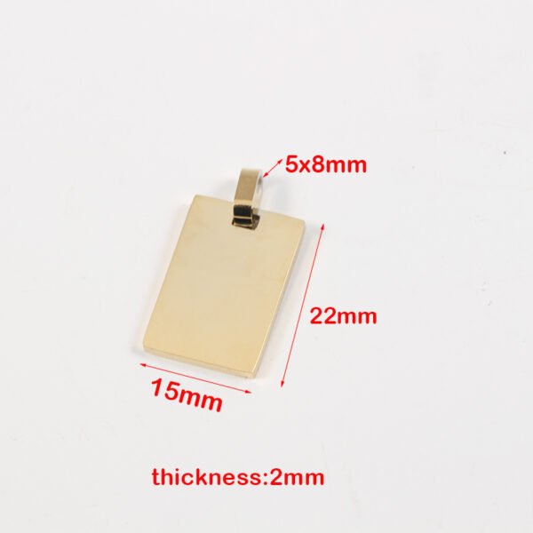 Mirror Polish Stainless Steel Blank Stamp Custom Logo Square Rectangle Pendant Charms - Image 2