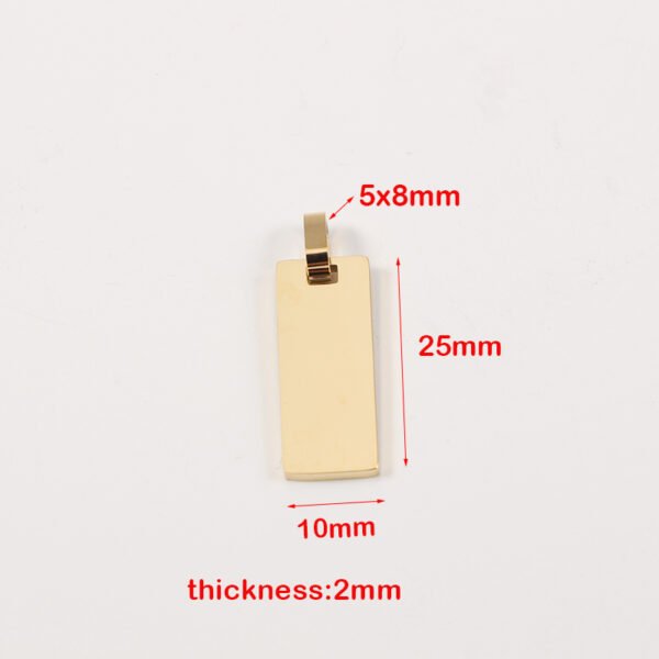 Mirror Polish Stainless Steel Blank Stamp Custom Logo Square Rectangle Pendant Charms - Image 3