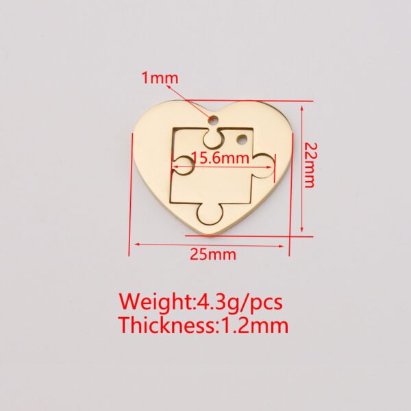 Mirror Polished Stainless Steel Heart and Puzzle Couple Pendants for Necklaces - Image 4