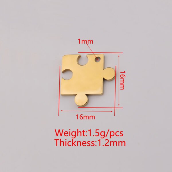 Mirror Polished Stainless Steel Heart and Puzzle Couple Pendants for Necklaces - Image 5