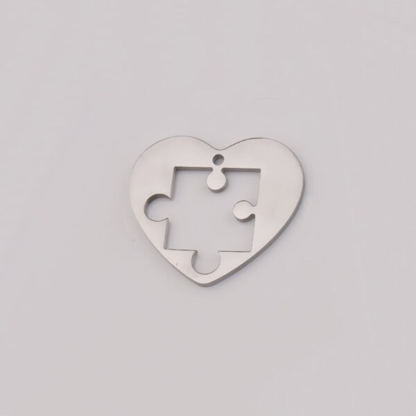 Mirror Polished Stainless Steel Heart and Puzzle Couple Pendants for Necklaces - Image 6