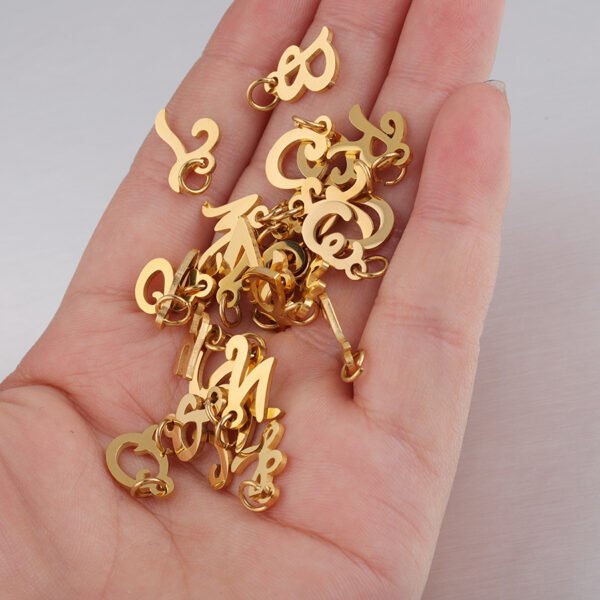 Gold Color New Alphabet Letter Charms High Polished DIY Jewelry Making Initial Metal Cursive Letter Pendant for Gir Boy - Image 3