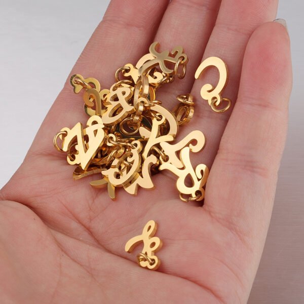 Gold Color New Alphabet Letter Charms High Polished DIY Jewelry Making Initial Metal Cursive Letter Pendant for Gir Boy - Image 4