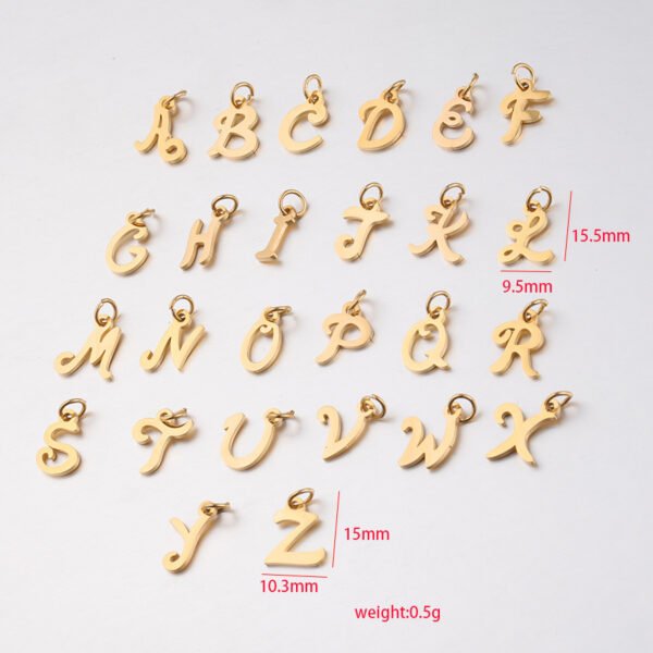 Gold Color New Alphabet Letter Charms High Polished DIY Jewelry Making Initial Metal Cursive Letter Pendant for Gir Boy - Image 5