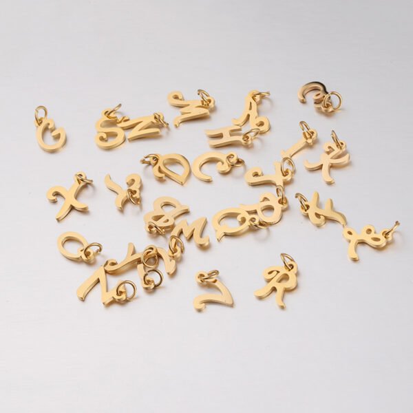 Gold Color New Alphabet Letter Charms High Polished DIY Jewelry Making Initial Metal Cursive Letter Pendant for Gir Boy - Image 6