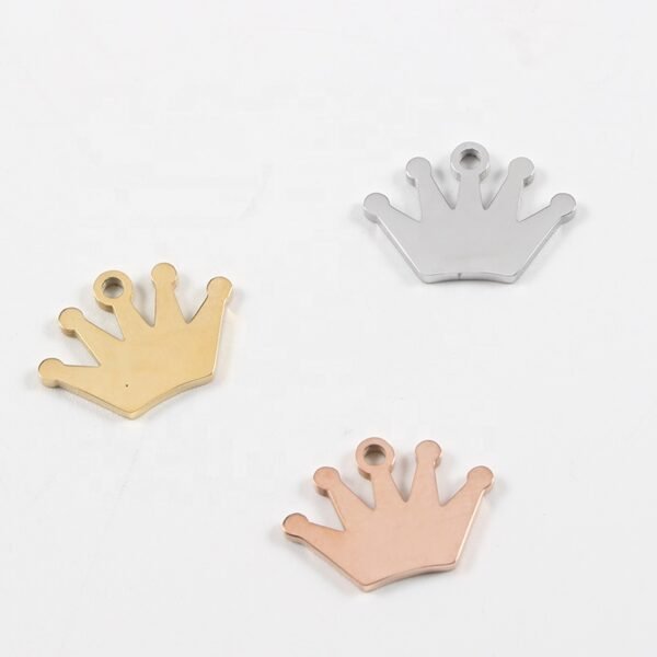 DIY Pendant 12*16mm Stainless Steel Mirror Polished Crown Jewelry Charms - Image 2