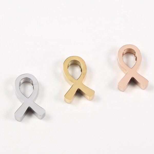 Mirror Polished Stainless Steel DIY Survivor Cancer Awareness Jewelry Ribbon Charm for Bracelet Necklace