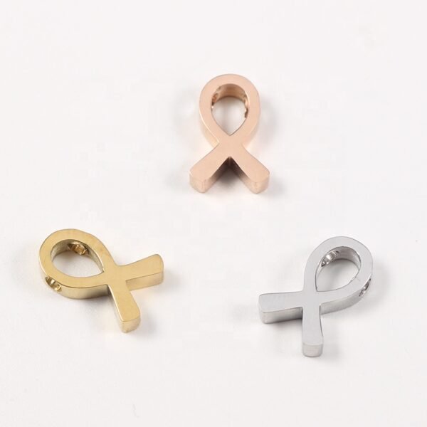 Mirror Polished Stainless Steel DIY Survivor Cancer Awareness Jewelry Ribbon Charm for Bracelet Necklace - Image 2