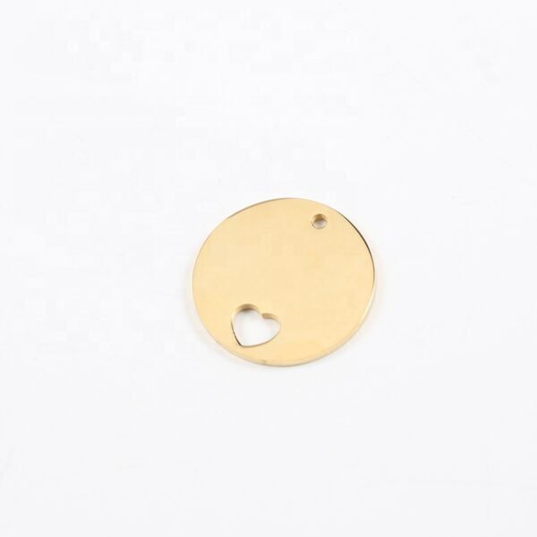 20mm Stainless Steel Mirror Polished Custom Logo Pendant Hollow Heart Round Charms - Image 4