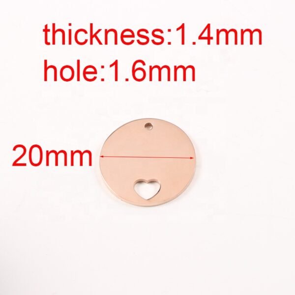20mm Stainless Steel Mirror Polished Custom Logo Pendant Hollow Heart Round Charms - Image 6