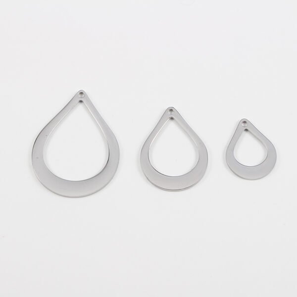 Mirror Polished Stainless Steel Water Drop Pendant Necklace - صورة 3